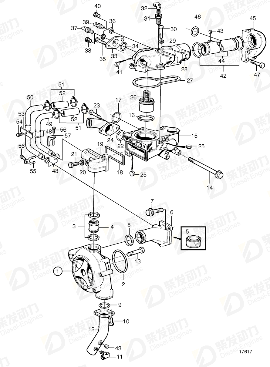 volvo penta Coolant pipe 849086 Drawing volvo penta Coolant pipe 849086 Drawing